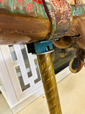 Antique Carousel Horse With Brass Pole