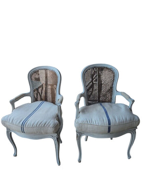 French Cane Armchair With Cushions(pair)