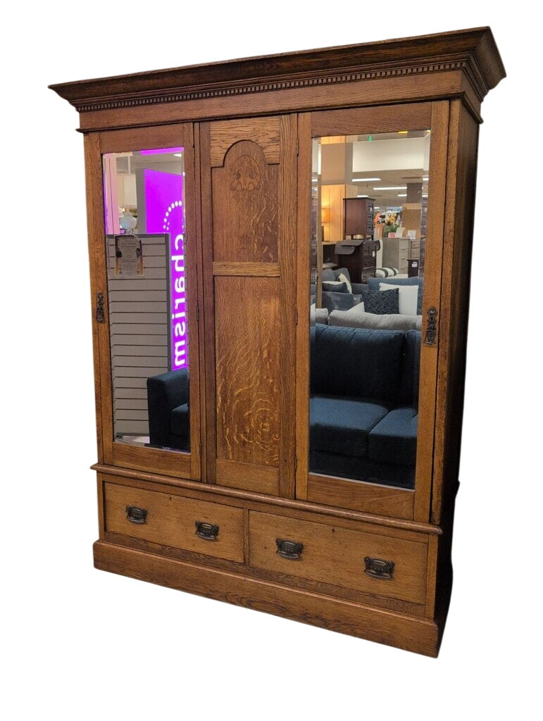 Vintage Mirrored Armoire Hutch