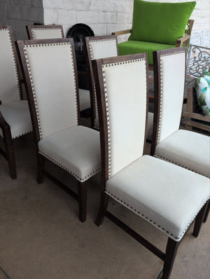 Studded Upholstered Dining Chairs (Set of 6)