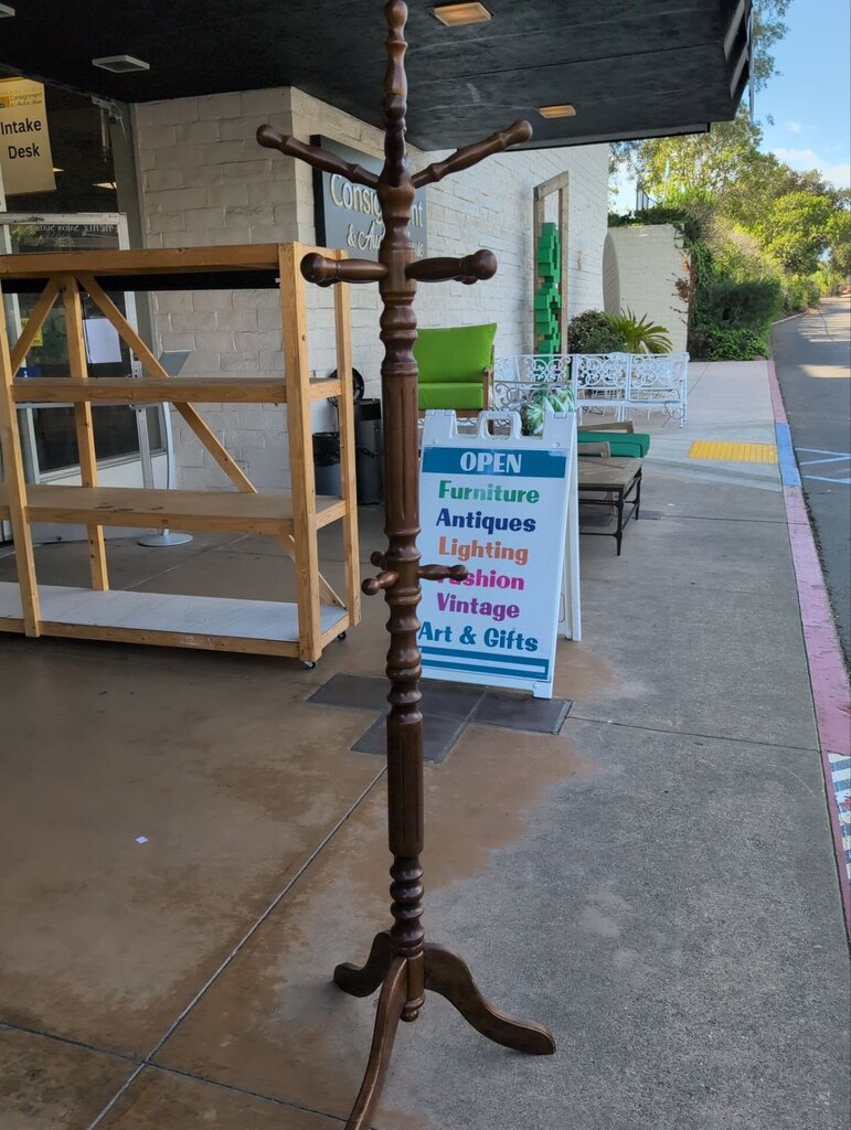 Turned Wood Standing 6' Coat Rack