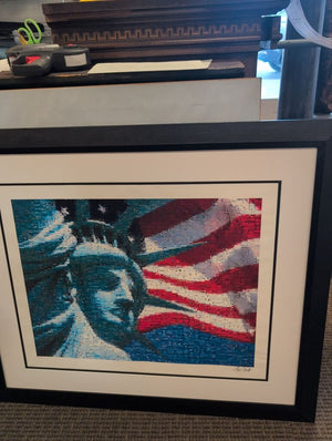 Neil J. Farkas "Statue And Flag" Serigraph 40x34 Limited Edition 20/70