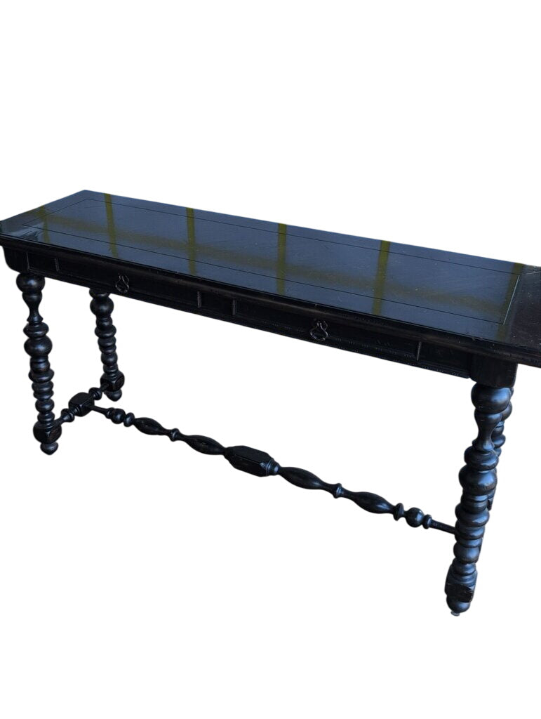 Turned Leg Console Table with Two Drawers