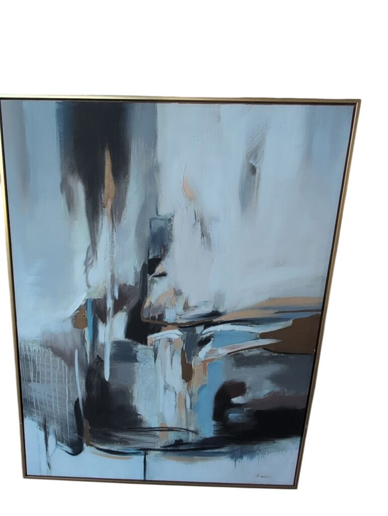 Eve Line Abstract Canvas In Gold Frame