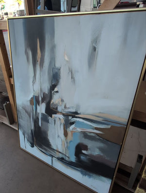 Eve Line Abstract Canvas In Gold Frame