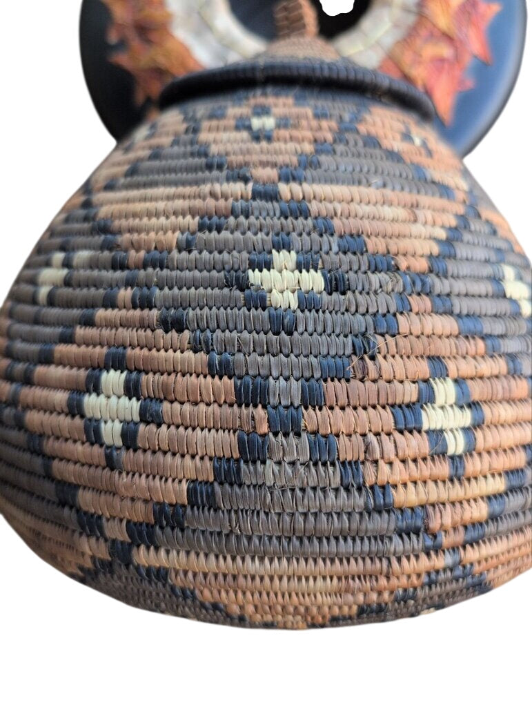 Zulu Traditional Woven Basket With Lid