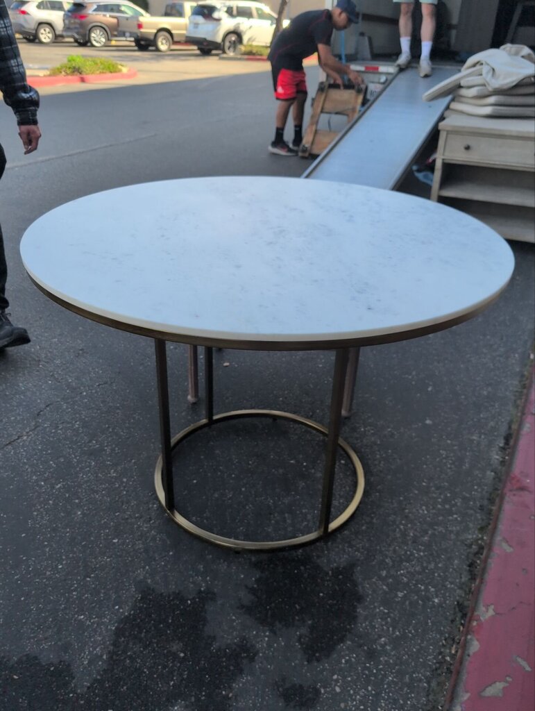 Round Marble Top Table With Brass Base
