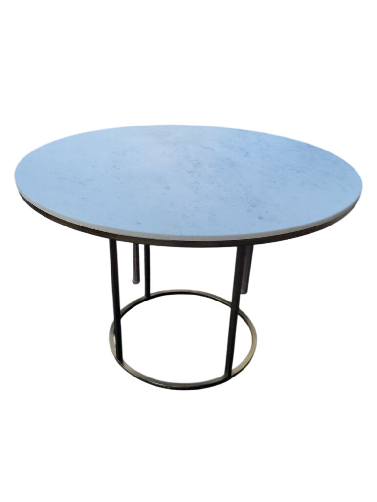 Round Marble Top Table With Brass Base