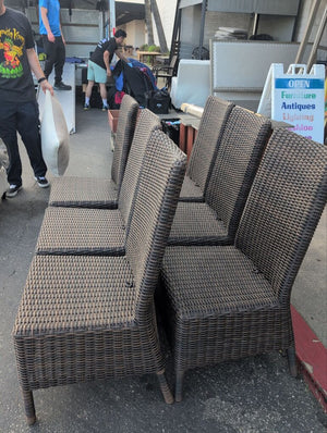 Set Of Six High Back Wicker Dining Chairs
