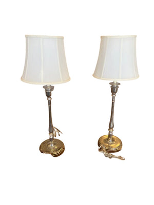 Ralph Lauren Chrome Candlestick Table Lamps (pair)