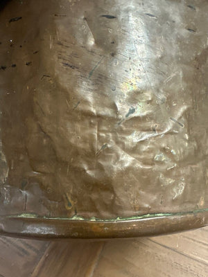 Antique Hand-Hammered Copper kettle with Riveted Ring Handles