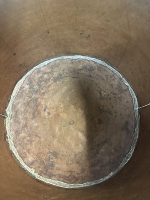 Antique Hand-Hammered Copper kettle with Riveted Ring Handles