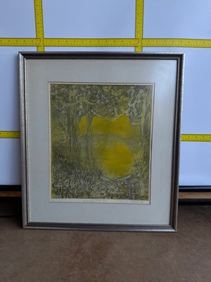 Framed Etching, Landscape With Trees