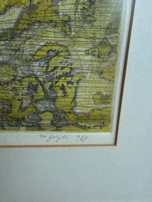 Framed Etching, Landscape With Trees