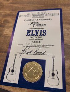 Vintage Elvis Presley Figurine White Jumpsuit With Red Gold Accents