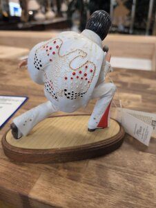 Vintage Elvis Presley Figurine White Jumpsuit With Red Gold Accents