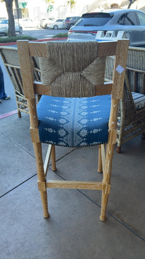 Peter Dunham Wooden Bar Stools With Woven Rush Seats Set of Four