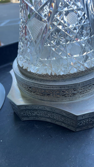 Cut Crystal Pitcher Table Lamp With Shade Vintage Antique Style