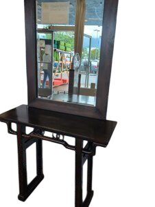 Asian Four Panel Folding Screen Room Divider With Nature Motif In Wood