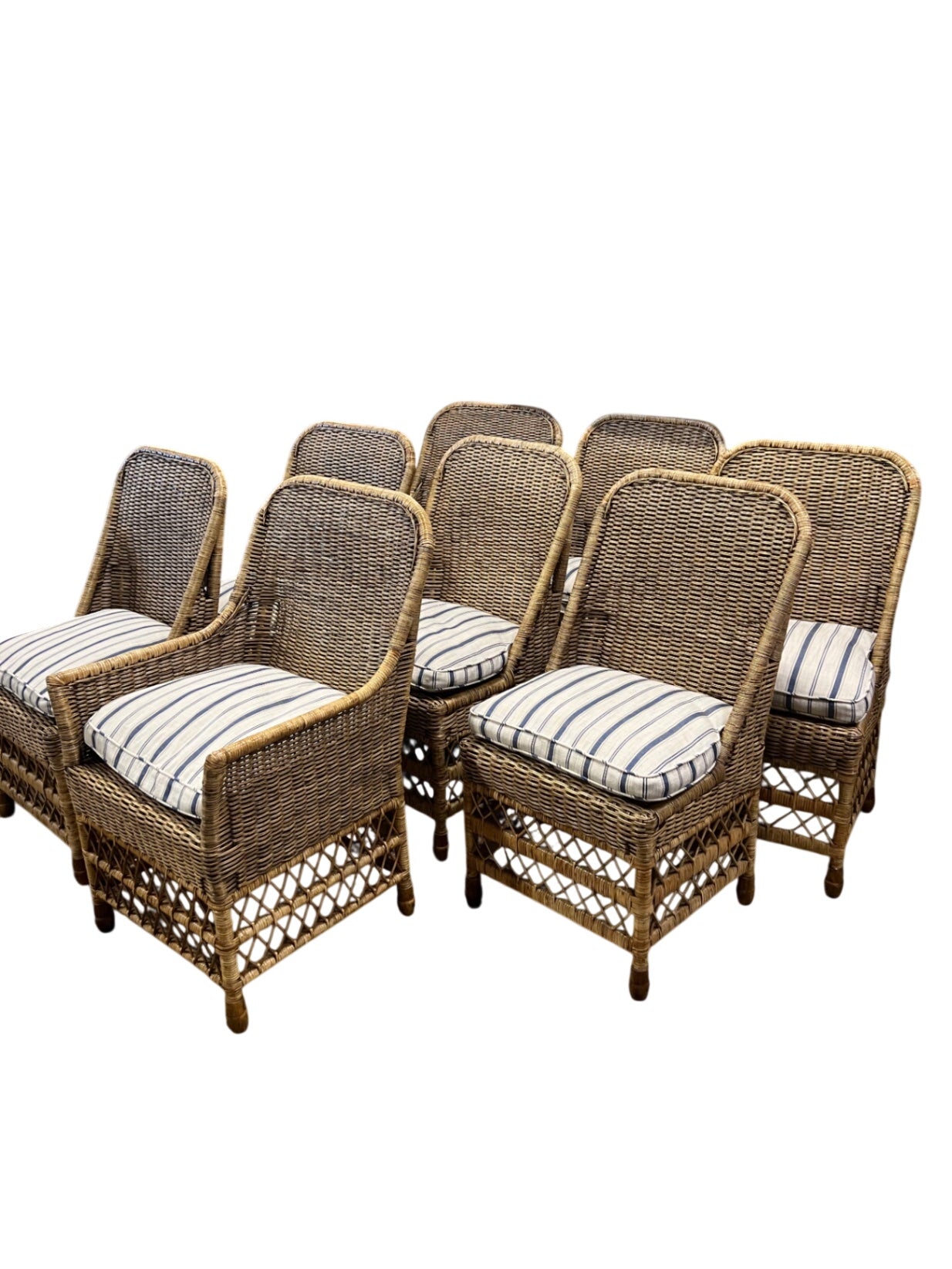 Room & Garden Montecito Indoor/Outdoor Wicker Chairs With Cushions Set of 8