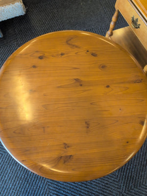 Round Maple Side Table With Drawer