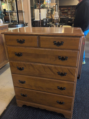 Maple Highboy Six Drawer Dresser