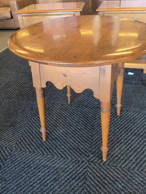 Round Maple Side Table With Drawer