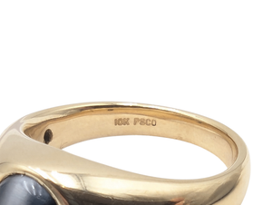 Ring 10k Yellow Gold Cat's Eye Sapphire w/ Diamonds