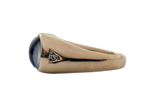 Ring 10k Yellow Gold Cat's Eye Sapphire w/ Diamonds