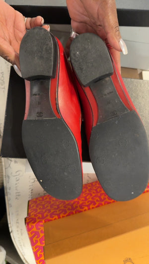 CHANEL Red Leather Loafers Size 39