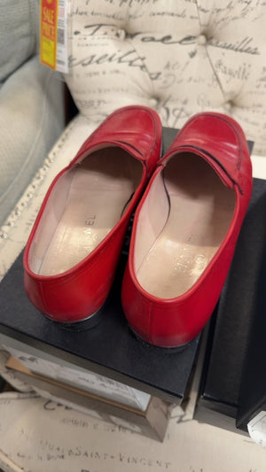CHANEL Red Leather Loafers Size 39
