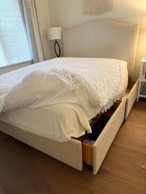 Queen pottery barn bed frame with drawers