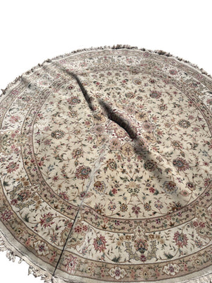 Round 8'x8' Persian Tabriz Sino Wool & Silk Rug