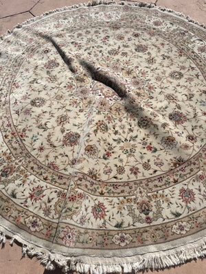 Round 8'x8' Persian Tabriz Sino Wool & Silk Rug