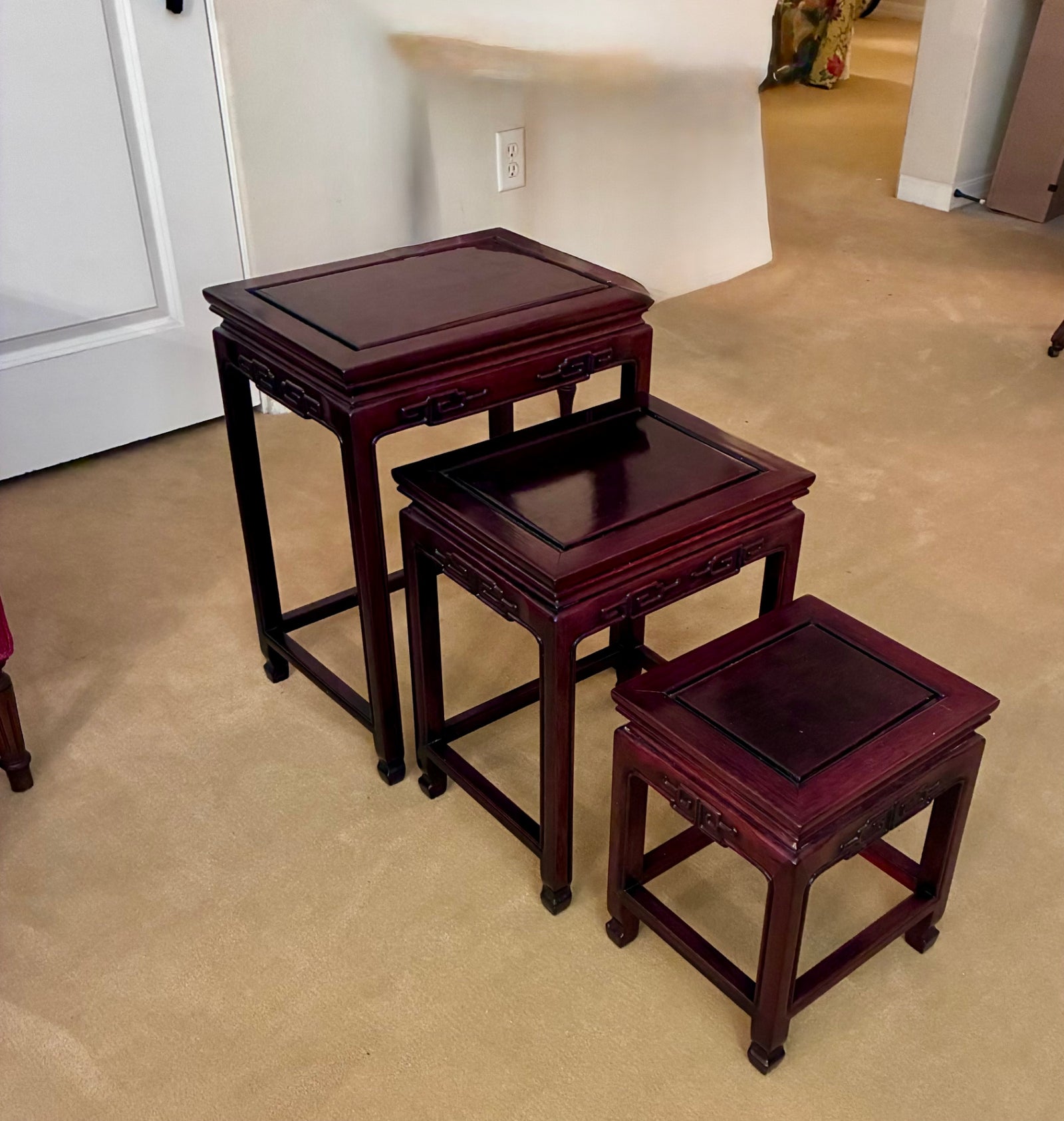 Set of 3 Chinese Nesting Tables – Solid Wood