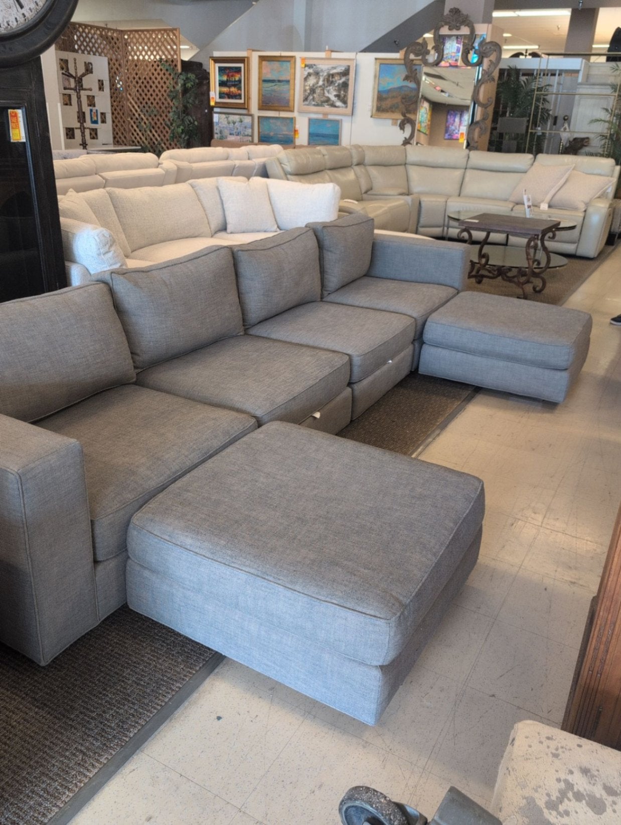 Restoration Hardware 4 Piece Sectional + 2 Ottomans