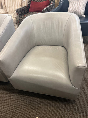 Restoration Hardware  Leather Swivel Chairs (pair)