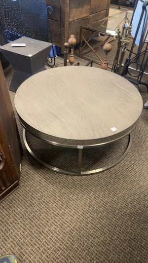 Restoration Hardware Nicholas Oak Round Coffee Table MSRP $2300