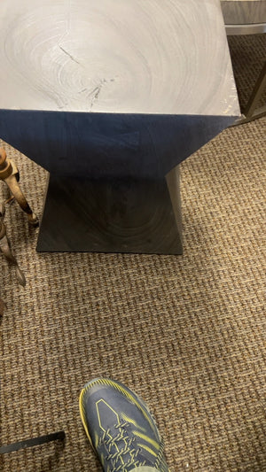 Solid wood carved pedestal side table