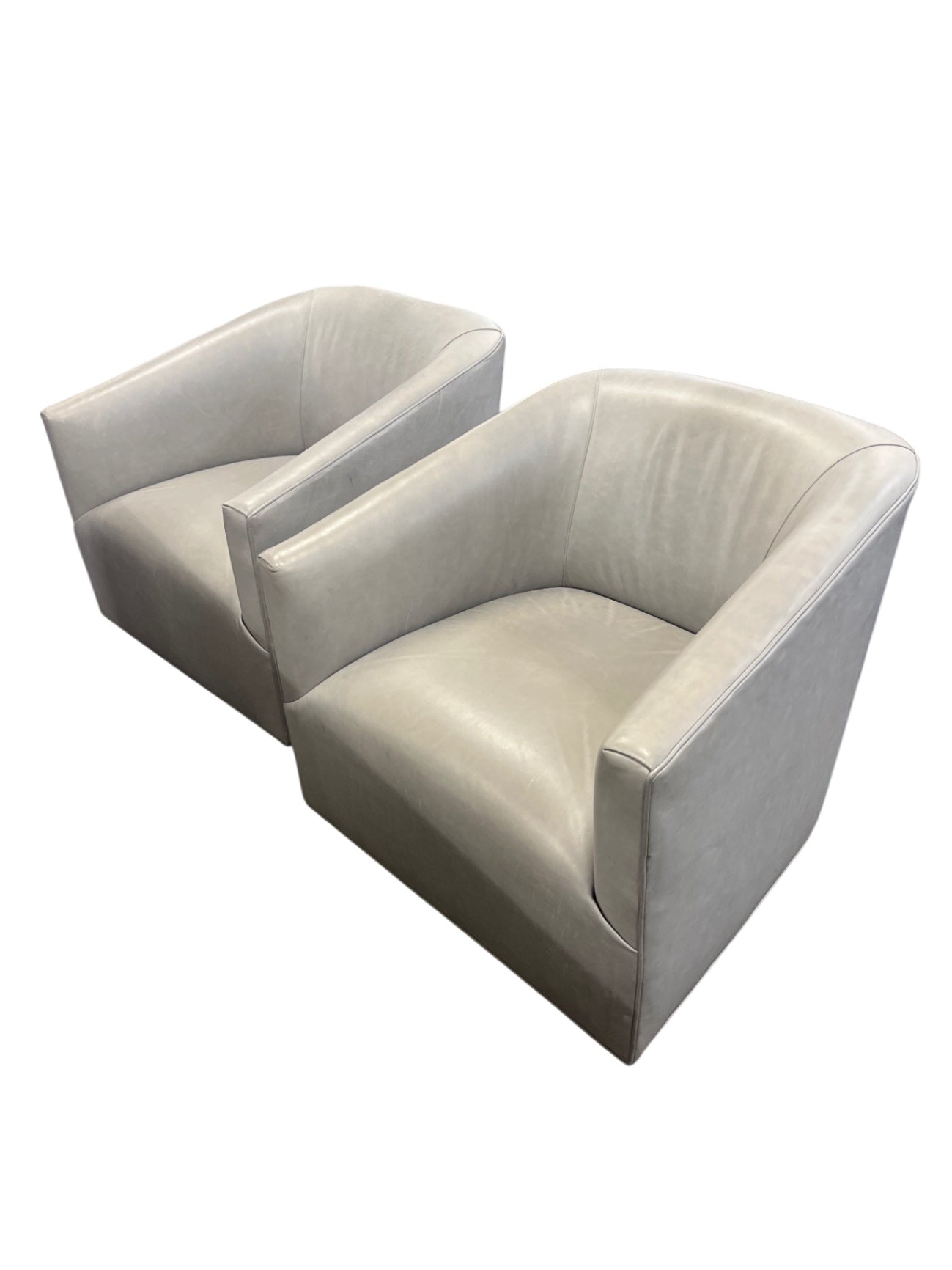Restoration Hardware  Leather Swivel Chairs (pair)