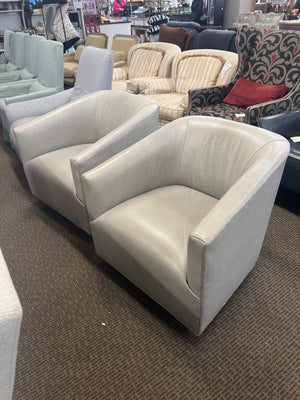 Restoration Hardware  Leather Swivel Chairs (pair)