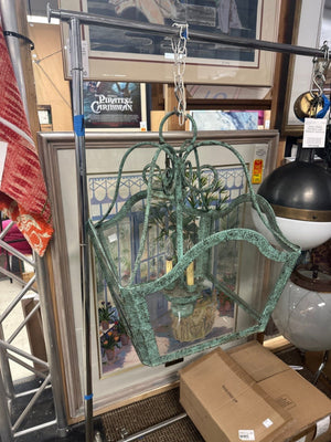 Verdigris Glass Iron Chandelier