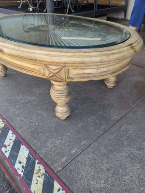 Oval Rustic Crackle Finish Table