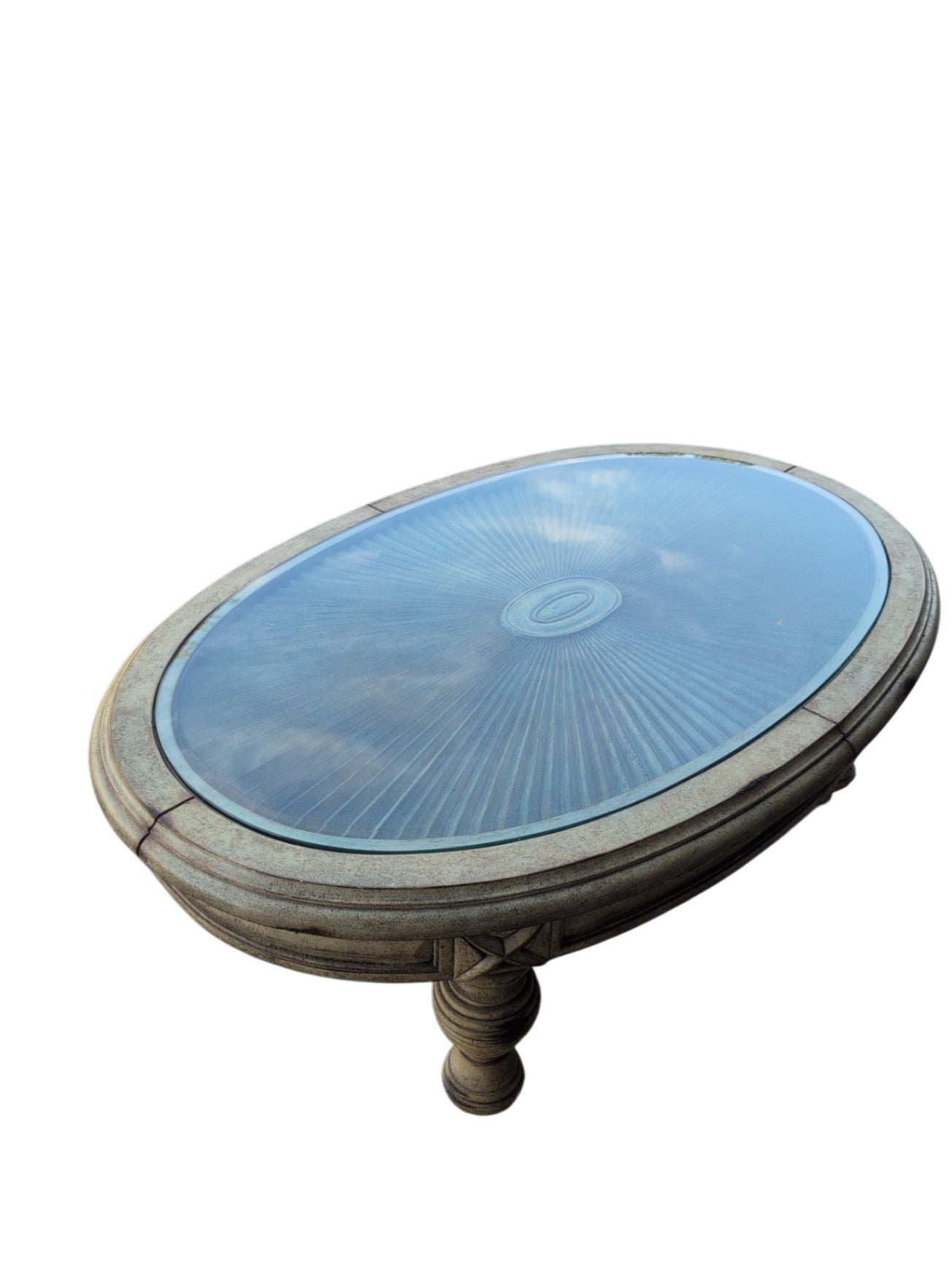 Oval Rustic Crackle Finish Table