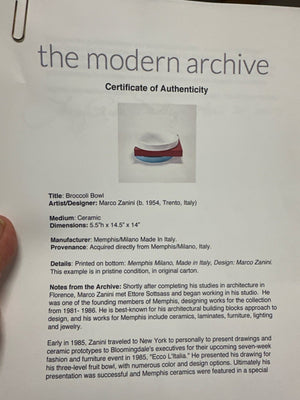 Marco Zanini Broccoli Fruit Bowl Certified