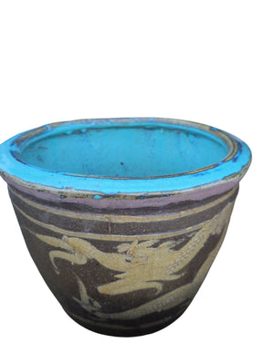 Dragon Motif Glazed Planter