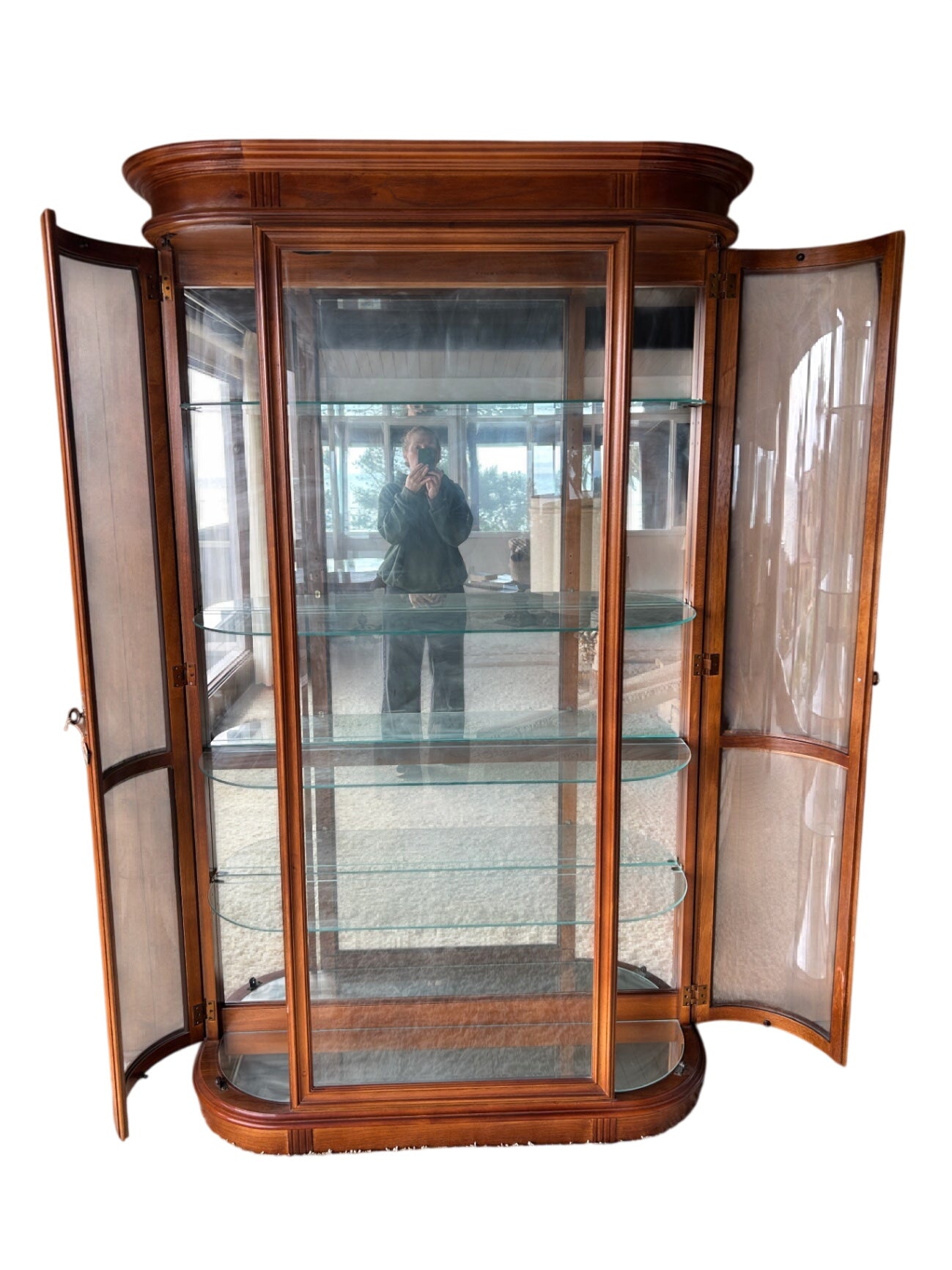 Lighted curved curio cabinet