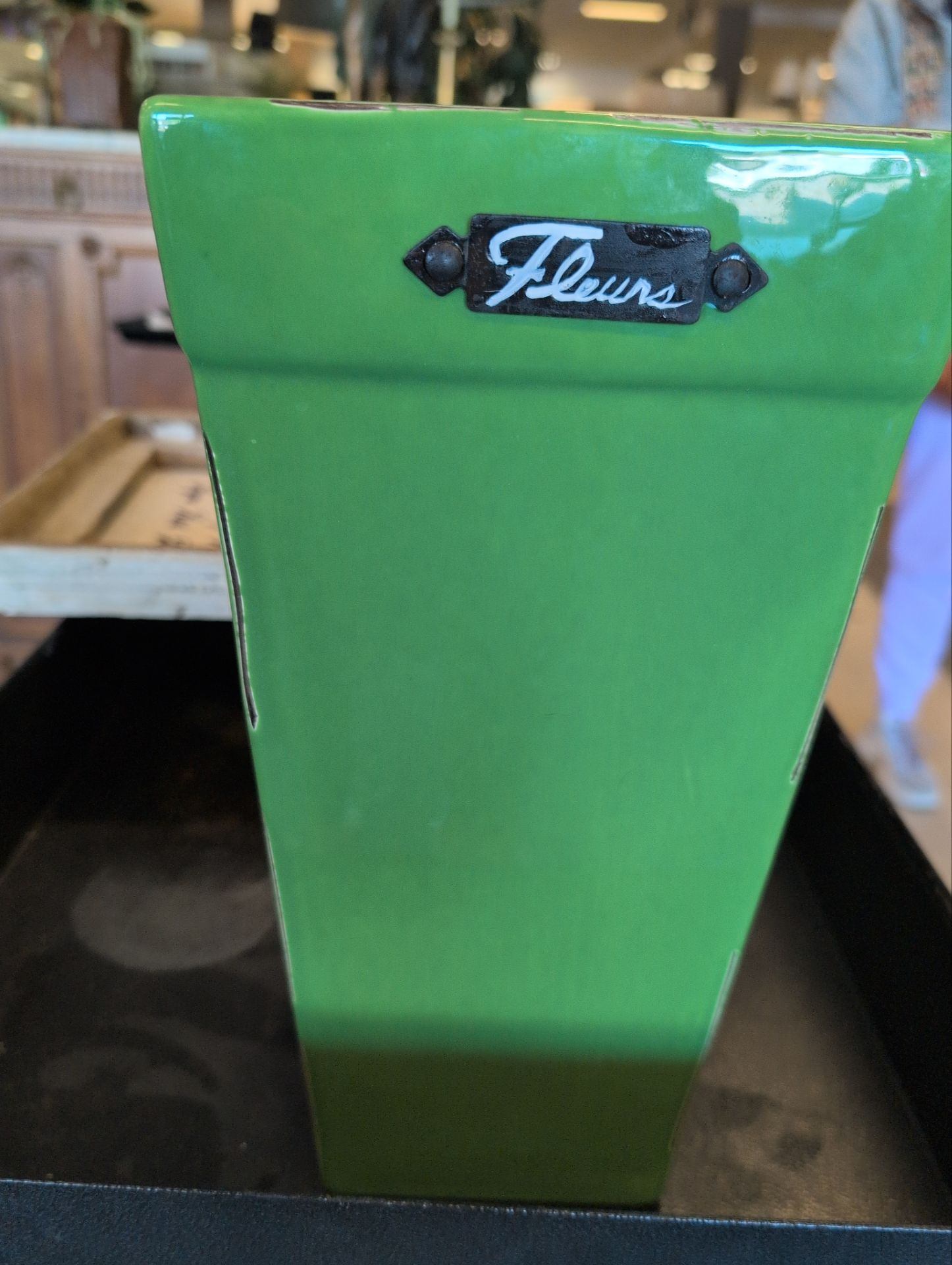 Green Pottery Floral Vase