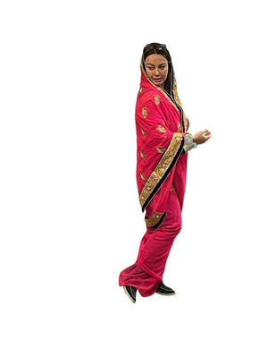 Pink Silk Embroidered & Beaded Indian Wedding Saree