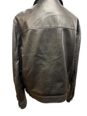 Faconnable Black Leather Jacket Medium